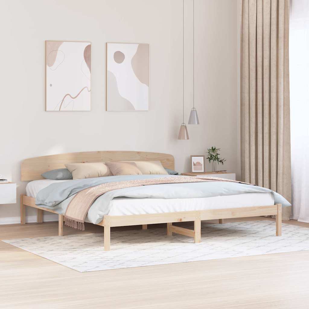 Bed Frame with Headboard Natural 200 x 200 cm Solid Pine Wood