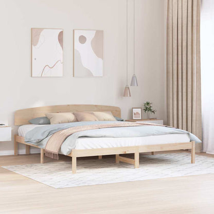 Bed Frame with Headboard Natural 200 x 200 cm Solid Pine Wood