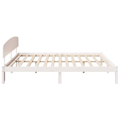 Bed Frame with Headboard White 200 x 200 cm Solid Pine Wood