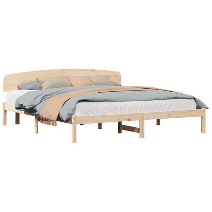 Bed Frame with Headboard Natural 180 x 200 cm Solid Pine Wood