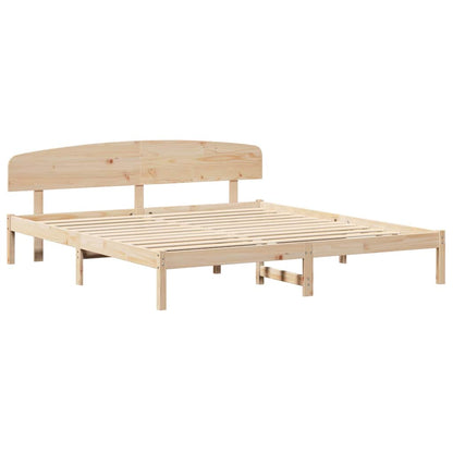 Bed Frame with Headboard Natural 180 x 200 cm Solid Pine Wood