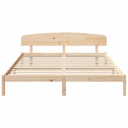 Bed Frame with Headboard Natural 180 x 200 cm Solid Pine Wood