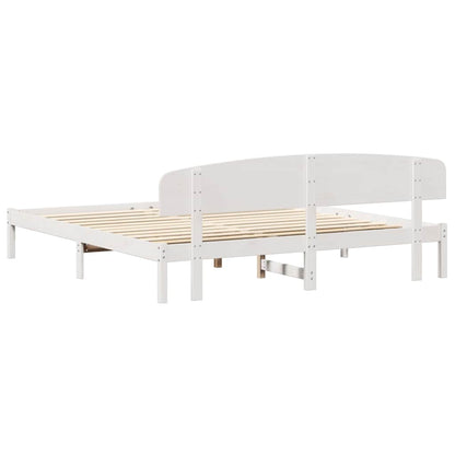 Bed Frame with Headboard White 180 x 200 cm Solid Pine Wood
