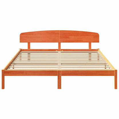 Bed Frame with Headboard Wax Brown 180 x 200 cm Solid Pine Wood