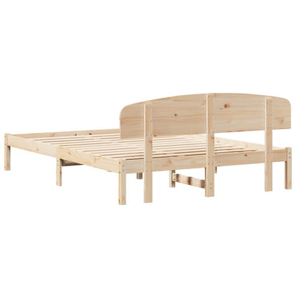 Bed Frame with Headboard Natural 160 x 200 cm Solid Pine Wood