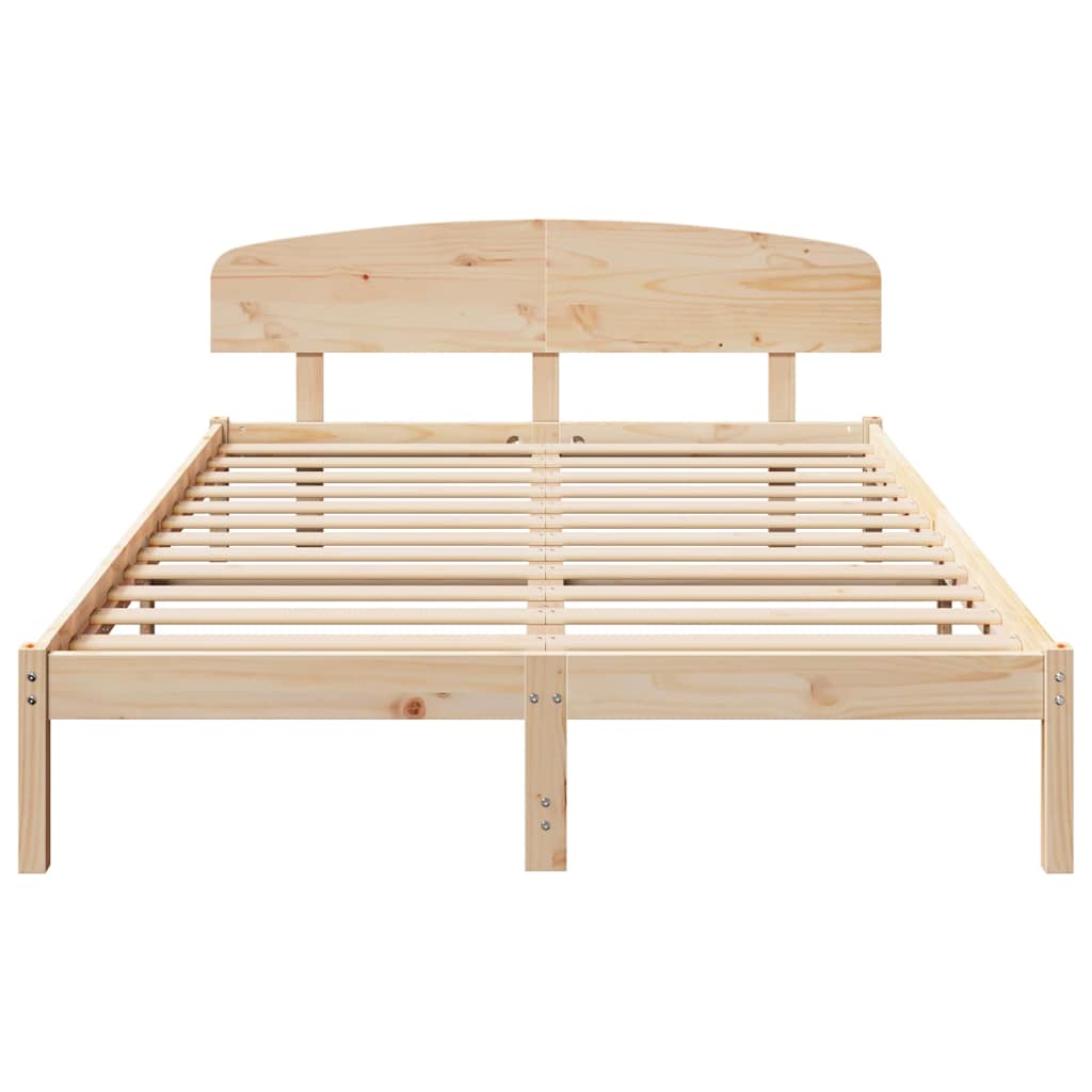 Bed Frame with Headboard Natural 160 x 200 cm Solid Pine Wood