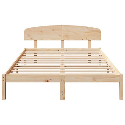 Bed Frame with Headboard Natural 160 x 200 cm Solid Pine Wood