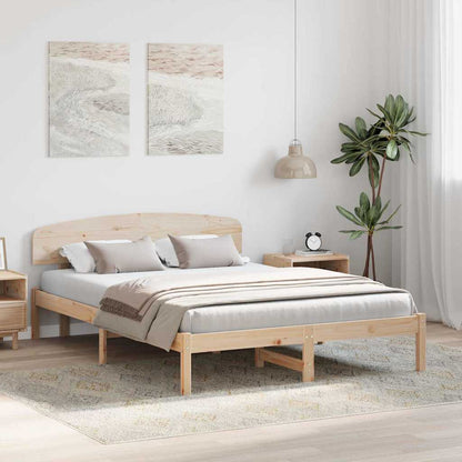 Bed Frame with Headboard Natural 150 x 200 cm Solid Pine Wood