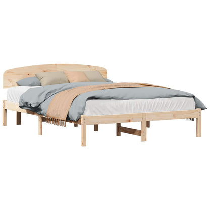 Bed Frame with Headboard Natural 150 x 200 cm Solid Pine Wood