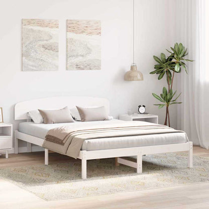 Bed Frame with Headboard White 150 x 200 cm Solid Pine Wood