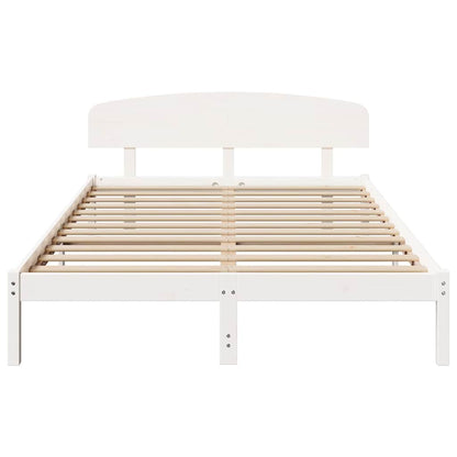 Bed Frame with Headboard White 150 x 200 cm Solid Pine Wood