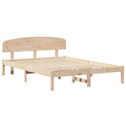 Bed Frame with Headboard Natural 140 x 200 cm Solid Pine Wood