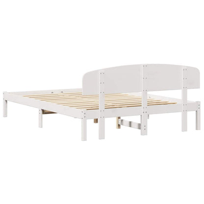 Bed Frame with Headboard White 140 x 200 cm Solid Pine Wood