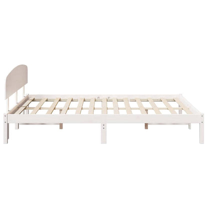 Bed Frame with Headboard White 140 x 200 cm Solid Pine Wood