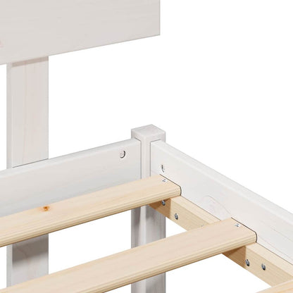 Bed Frame with Headboard White 120 x 200 cm Solid Pine Wood