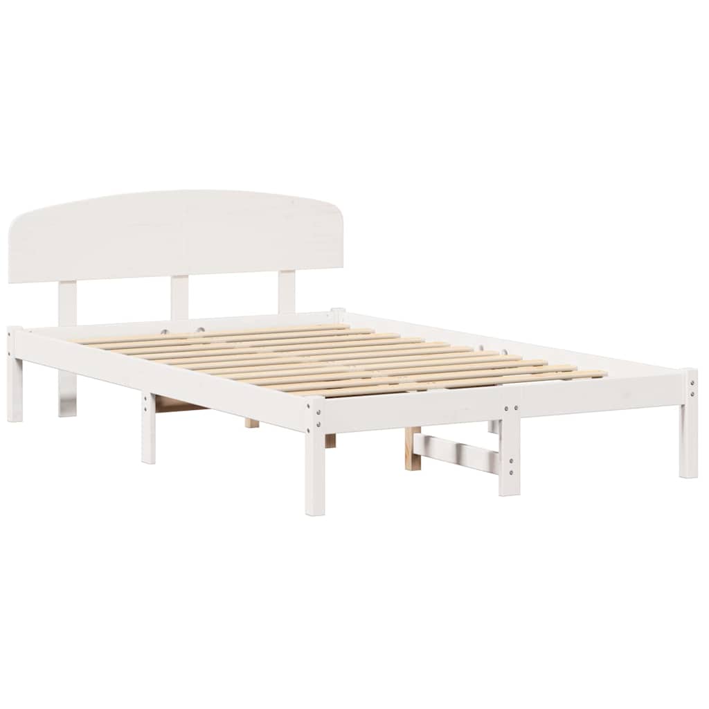 Bed Frame with Headboard White 120 x 200 cm Solid Pine Wood