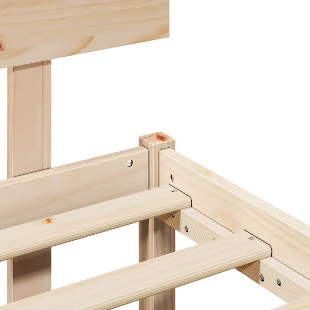 Bed Frame with Headboard Natural 140 x 190 cm Solid Pine Wood
