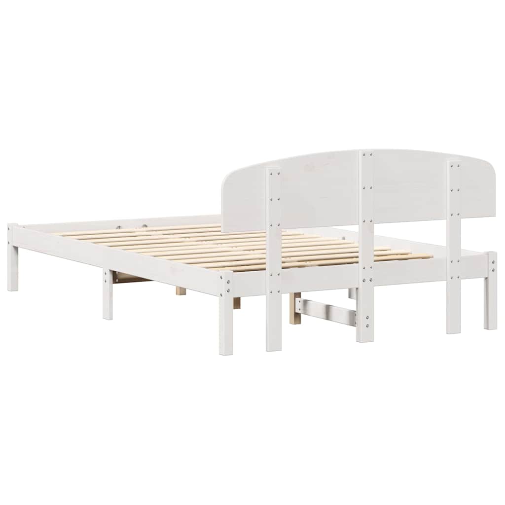Bed Frame with Headboard White 140 x 190 cm Solid Pine Wood
