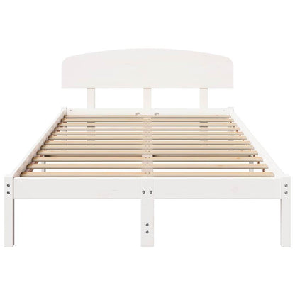 Bed Frame with Headboard White 140 x 190 cm Solid Pine Wood
