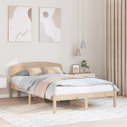 Bed Frame with Headboard Natural 120 x 190 cm Solid Pine Wood