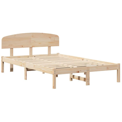 Bed Frame with Headboard Natural 120 x 190 cm Solid Pine Wood