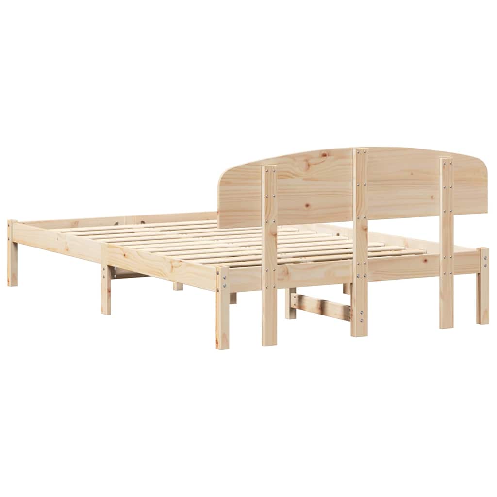 Bed Frame with Headboard Natural 120 x 190 cm Solid Pine Wood