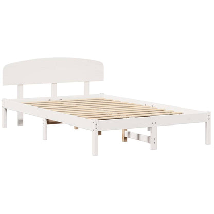 Bed Frame with Headboard White 120 x 190 cm Solid Pine Wood