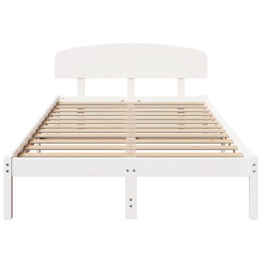 Bed Frame with Headboard White 120 x 190 cm Solid Pine Wood