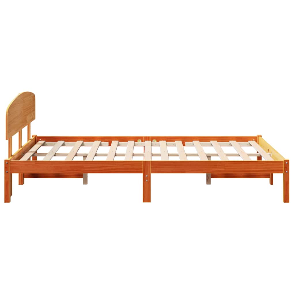 Bed Frame with Headboard Wax Brown 120 x 190 cm Solid Pine Wood