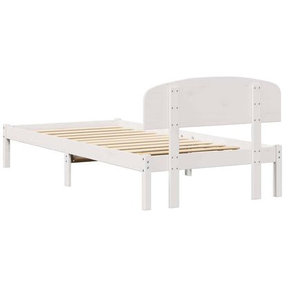 Bed Frame with Headboard White 100 x 200 cm Solid Pine Wood