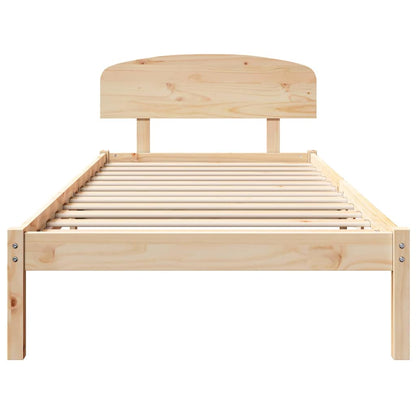 Bed Frame with Headboard Natural 90 x 200 cm Solid Pine Wood