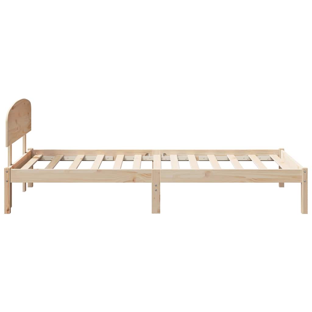 Bed Frame with Headboard Natural 90 x 200 cm Solid Pine Wood