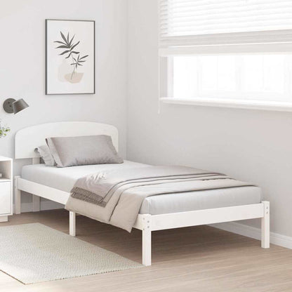 Bed Frame with Headboard White 90 x 200 cm Solid Pine Wood
