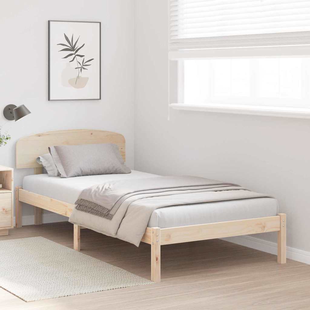 Bed Frame with Headboard Natural 80 x 200 cm Solid Pine Wood