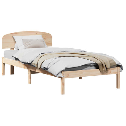 Bed Frame with Headboard Natural 80 x 200 cm Solid Pine Wood
