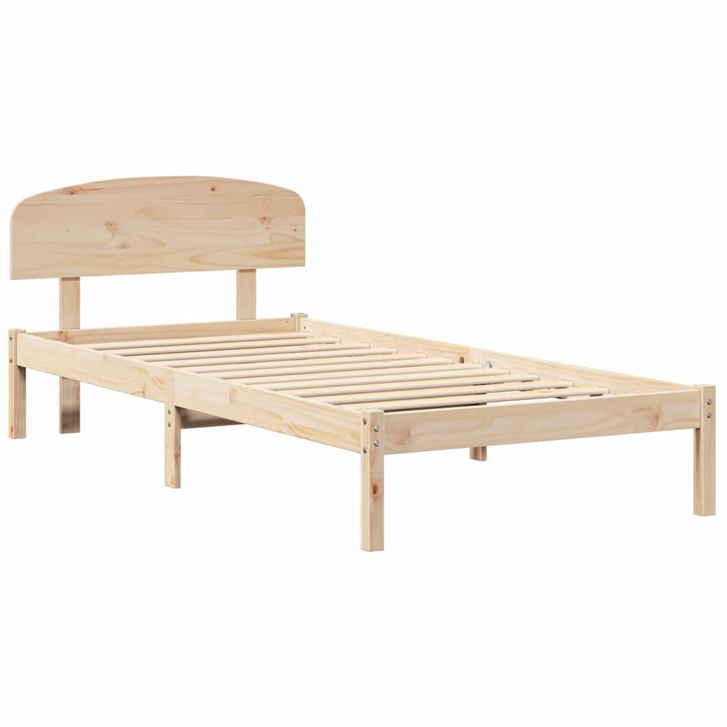 Bed Frame with Headboard Natural 80 x 200 cm Solid Pine Wood
