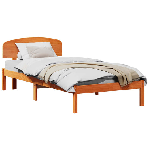 Bed Frame with Headboard Wax Brown 80 x 200 cm Solid Pine Wood