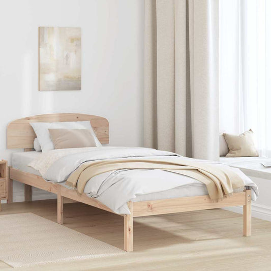 Bed Frame with Headboard Natural 90 x 190 cm Solid Pine Wood