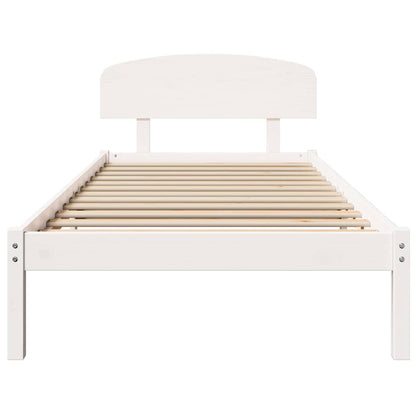 Bed Frame with Headboard White 75 x 190 cm Solid Pine Wood
