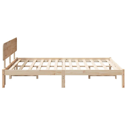 Bed Frame with Headboard Natural 160 x 200 cm Solid Pine Wood
