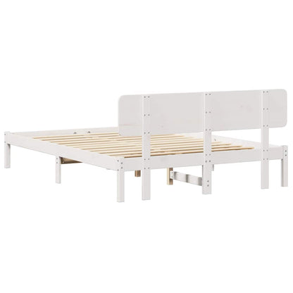 Bed Frame with Headboard White 160 x 200 cm Solid Pine Wood
