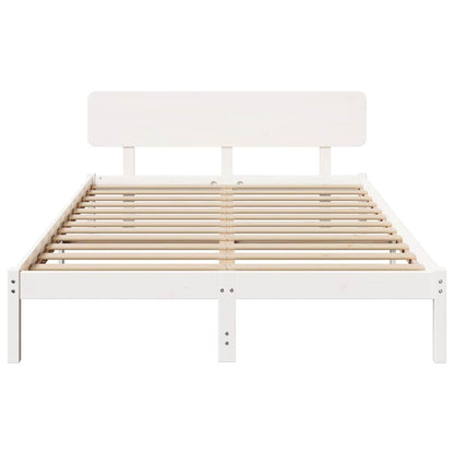Bed Frame with Headboard White 160 x 200 cm Solid Pine Wood