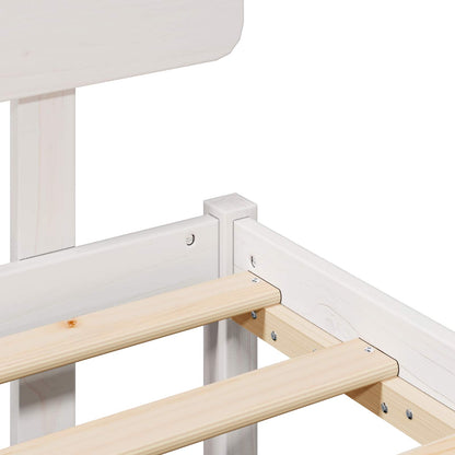 Bed Frame with Headboard White 150 x 200 cm Solid Pine Wood