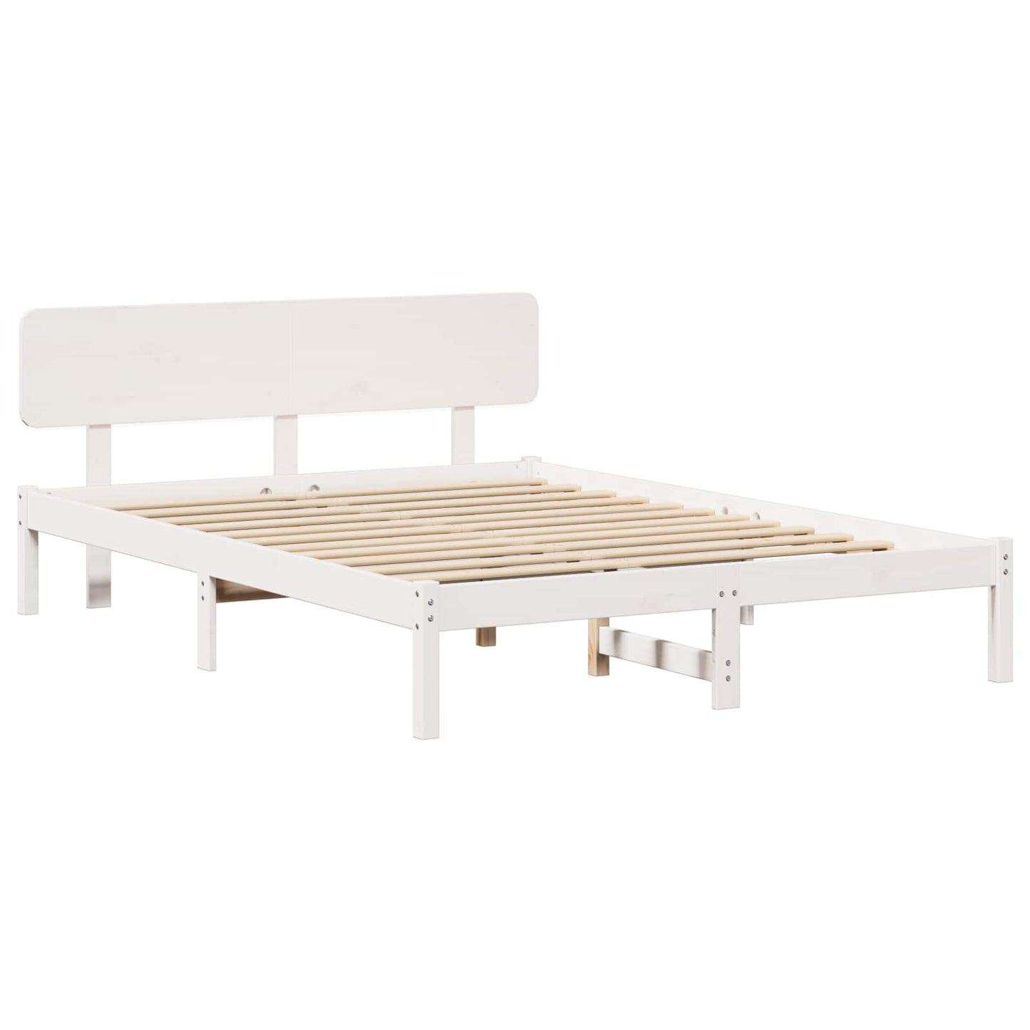Bed Frame with Headboard White 150 x 200 cm Solid Pine Wood
