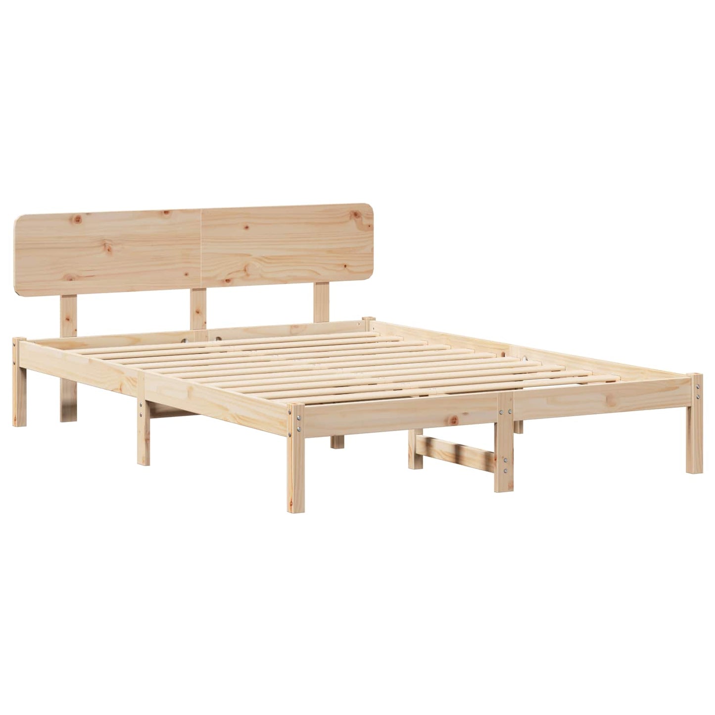 Bed Frame with Headboard Natural 140 x 200 cm Solid Pine Wood
