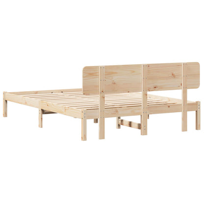 Bed Frame with Headboard Natural 140 x 200 cm Solid Pine Wood