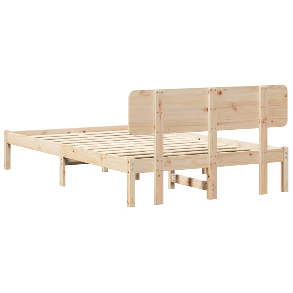 Bed Frame with Headboard Natural 120 x 200 cm Solid Pine Wood