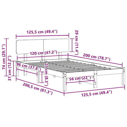 Bed Frame with Headboard Natural 120 x 200 cm Solid Pine Wood