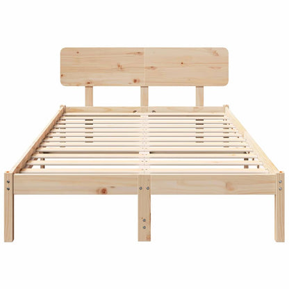 Bed Frame with Headboard Natural 140 x 190 cm Solid Pine Wood