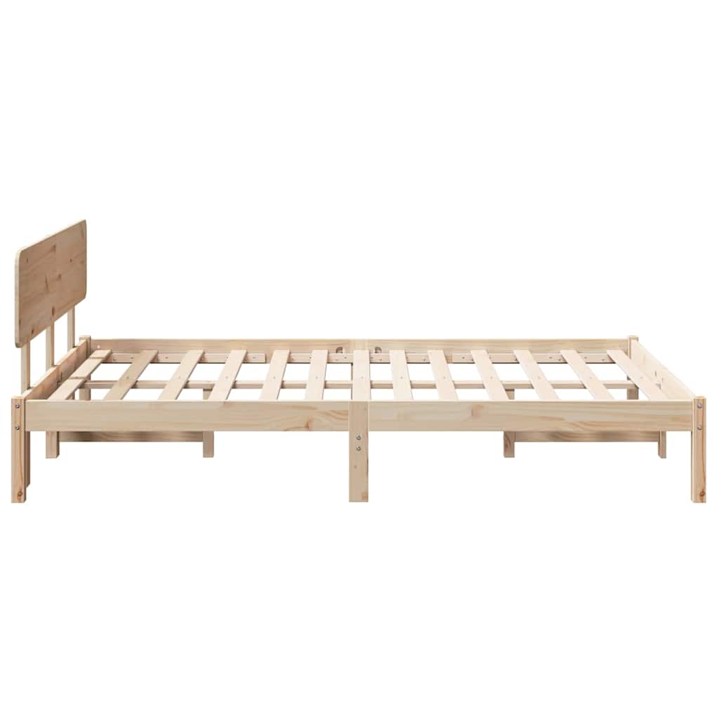 Bed Frame with Headboard Natural 140 x 190 cm Solid Pine Wood